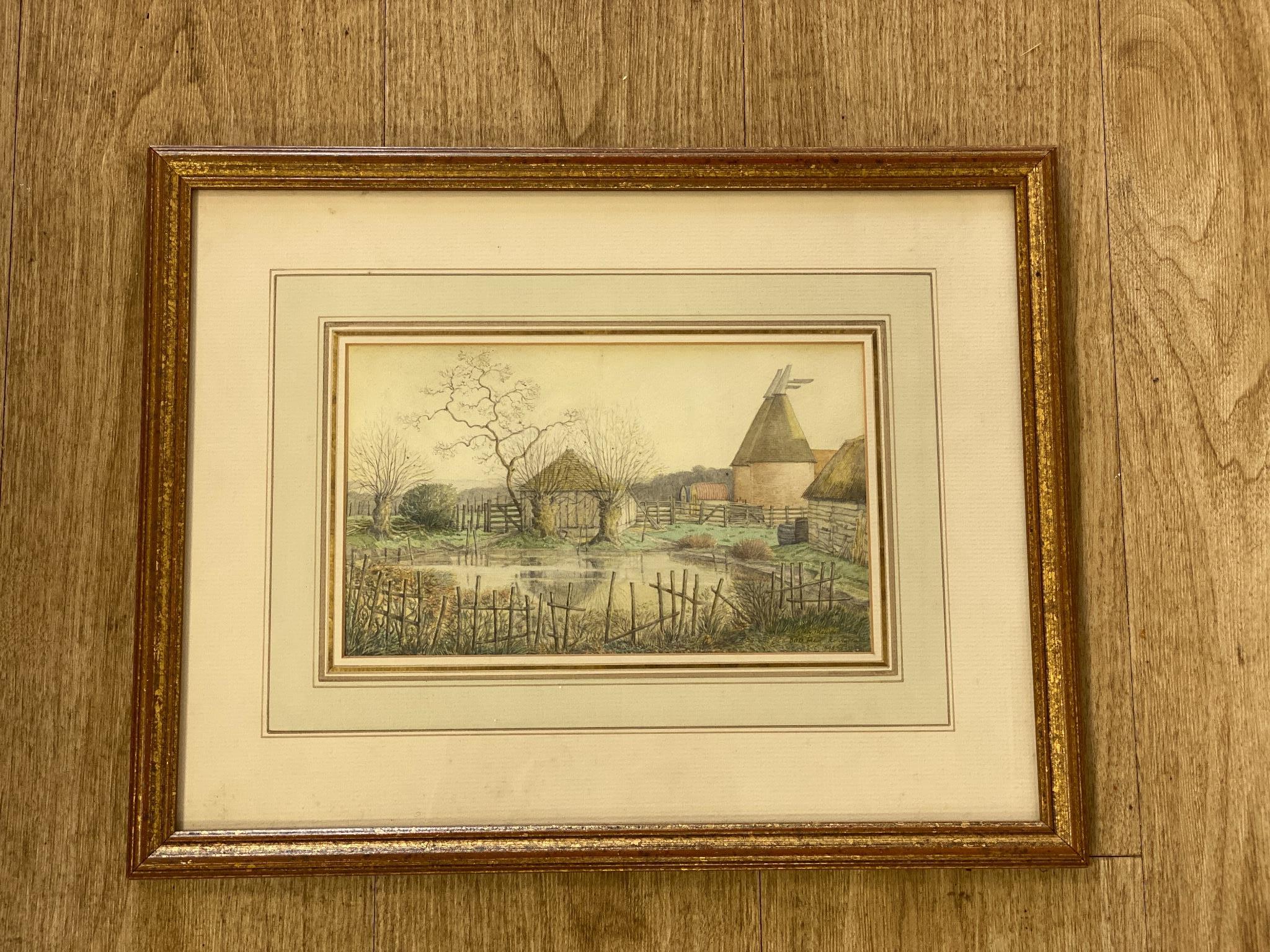 Sydney Maiden (1893-1963), watercolour, 'Bulls Farm, Rolvenden', signed and dated 1948, 15 x 25cm